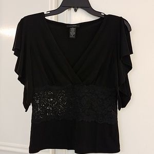 Black Top with lace inset